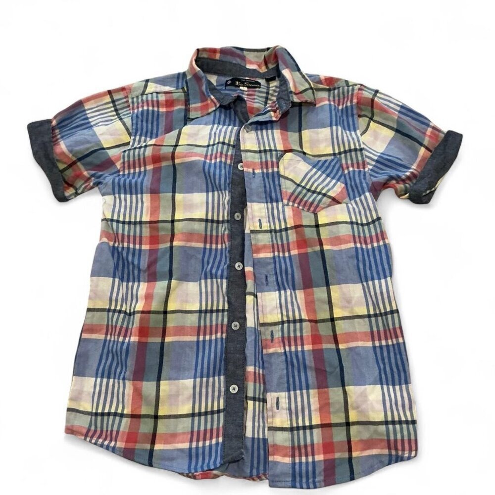 Ben Sherman Boys Plaid Button Down Size Large 14